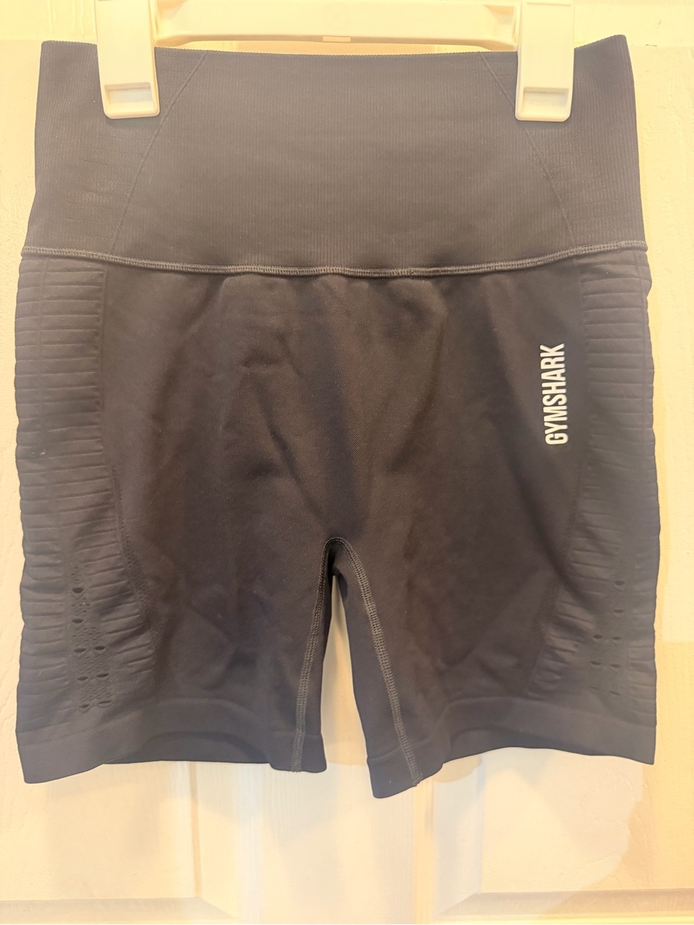 Gymshark Black High-Waist Bike Shorts with Side Texture